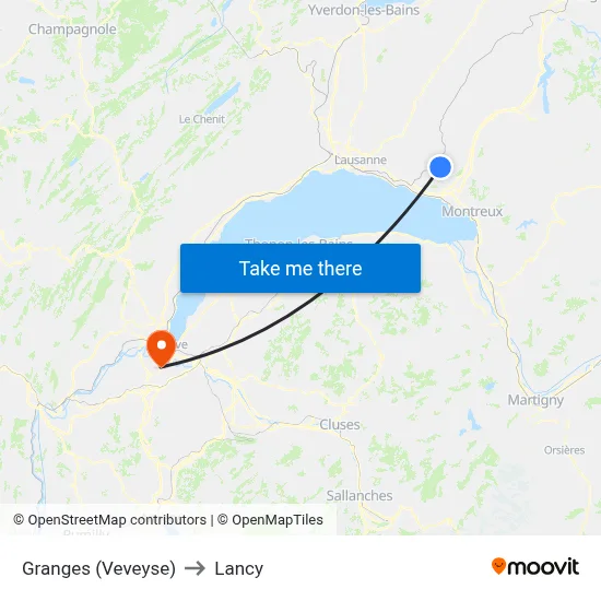 Granges (Veveyse) to Lancy map