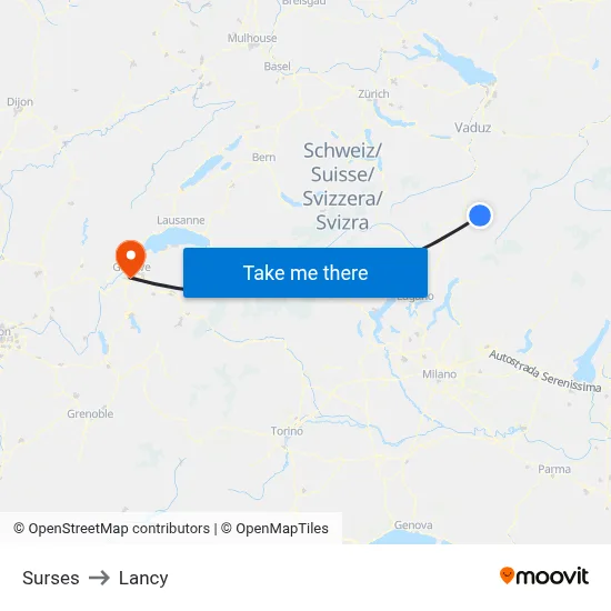 Surses to Lancy map