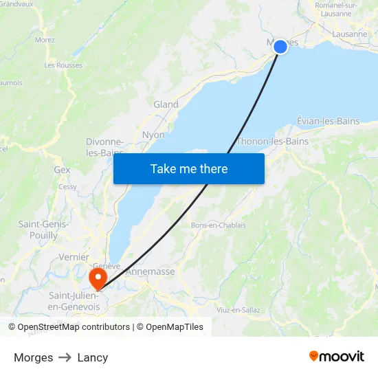 Morges to Lancy map