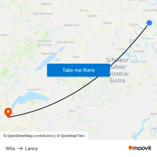 Wila to Lancy map