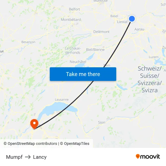 Mumpf to Lancy map