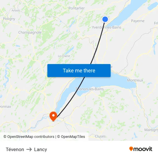 Tévenon to Lancy map