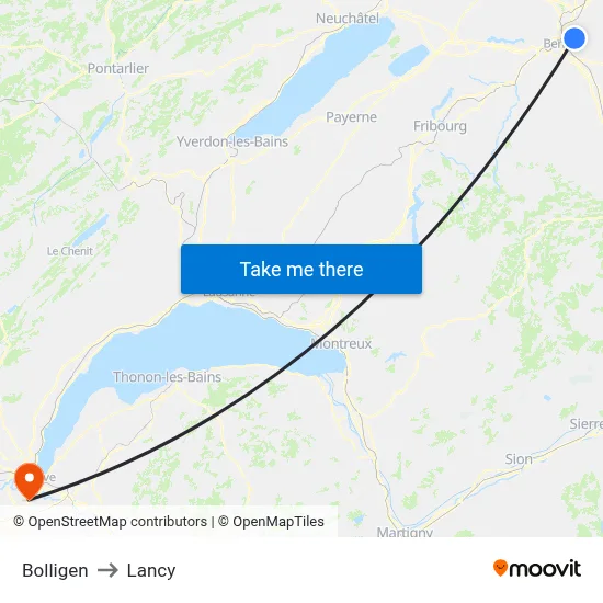 Bolligen to Lancy map