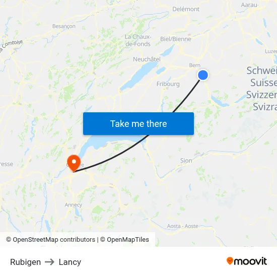 Rubigen to Lancy map