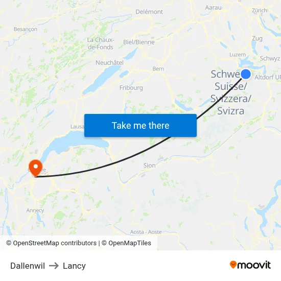 Dallenwil to Lancy map