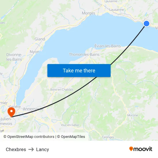 Chexbres to Lancy map