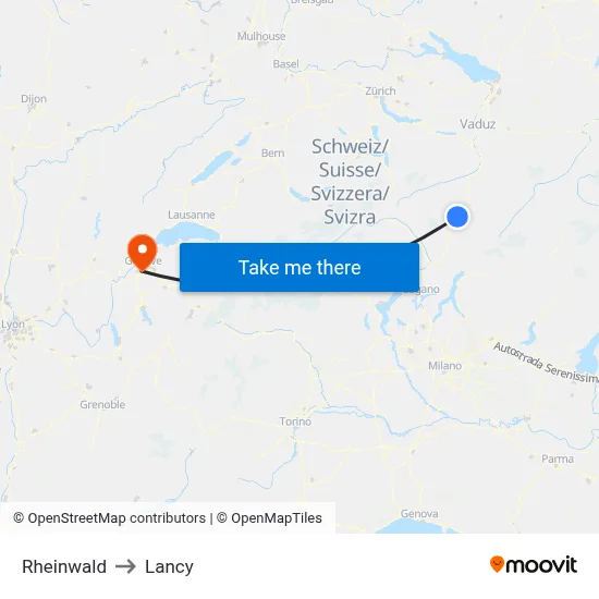 Rheinwald to Lancy map