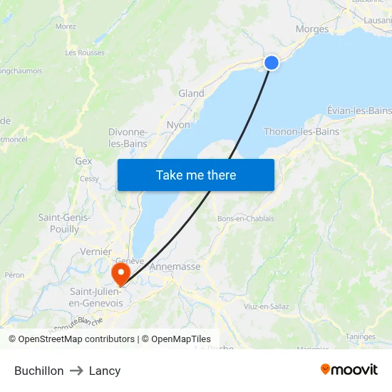 Buchillon to Lancy map