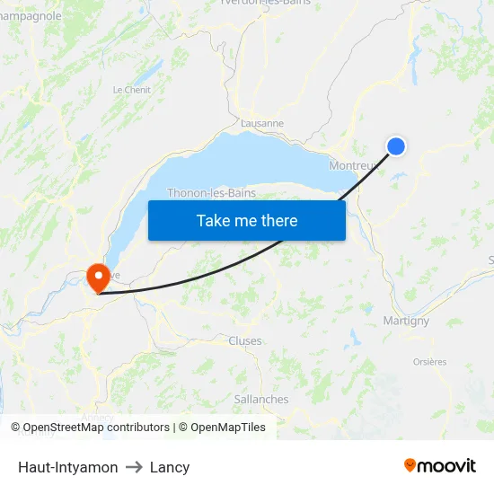 Haut-Intyamon to Lancy map