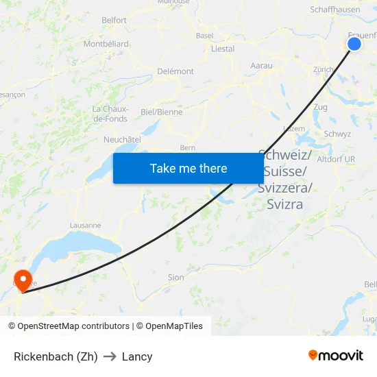 Rickenbach (Zh) to Lancy map