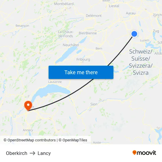 Oberkirch to Lancy map