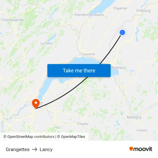 Grangettes to Lancy map