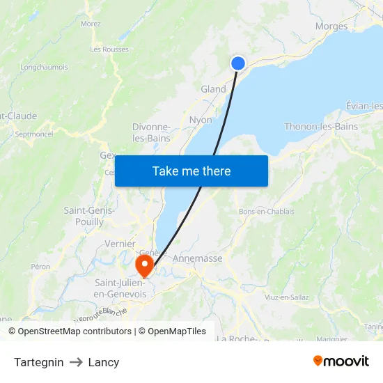 Tartegnin to Lancy map