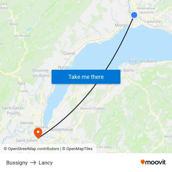 Bussigny to Lancy map
