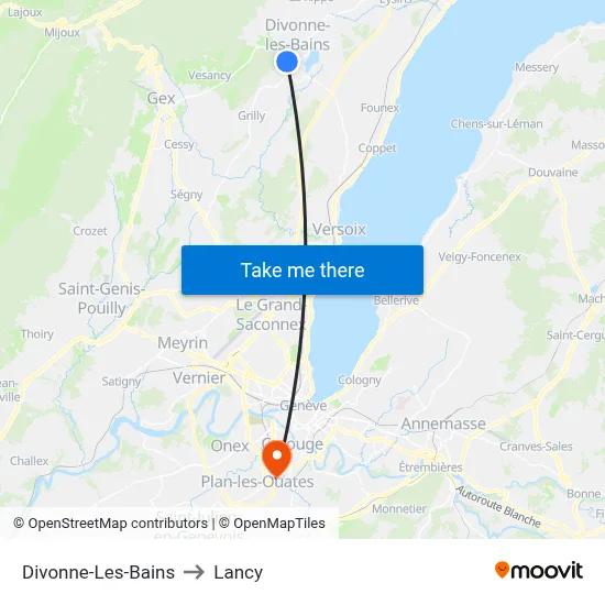 Divonne-Les-Bains to Lancy map