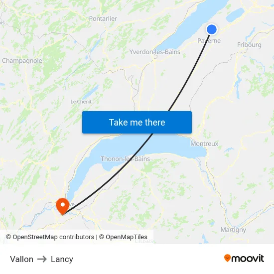 Vallon to Lancy map