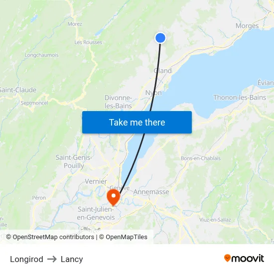 Longirod to Lancy map