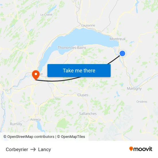 Corbeyrier to Lancy map