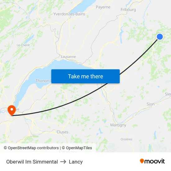 Oberwil Im Simmental to Lancy map