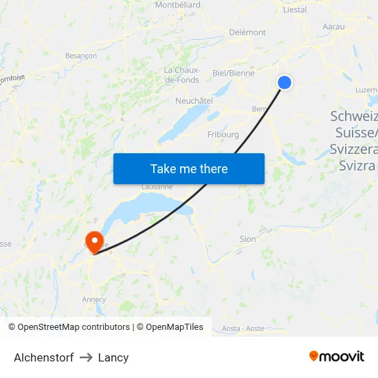 Alchenstorf to Lancy map