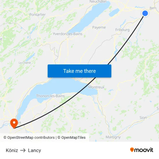 Köniz to Lancy map