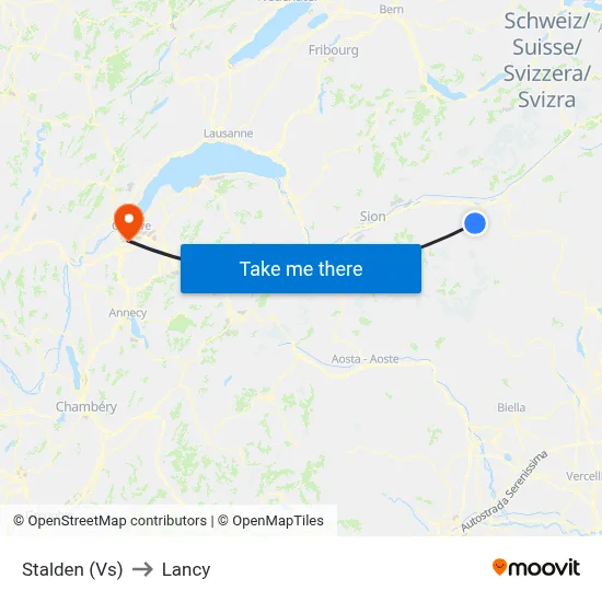 Stalden (Vs) to Lancy map