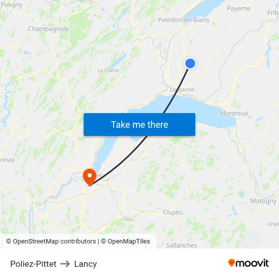 Poliez-Pittet to Lancy map