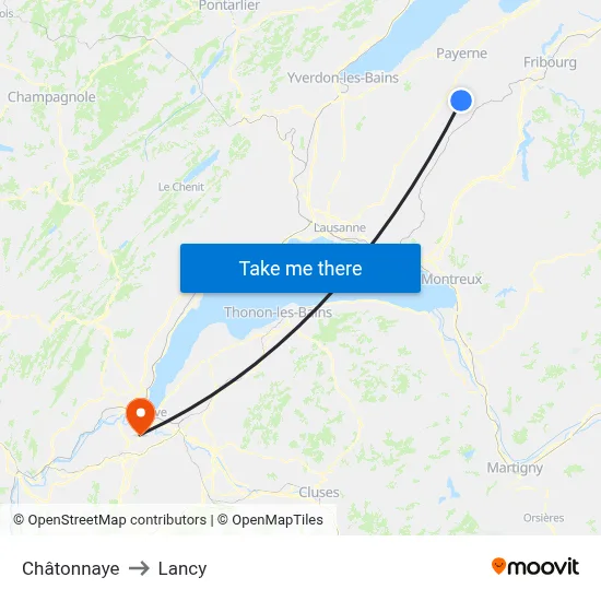Châtonnaye to Lancy map