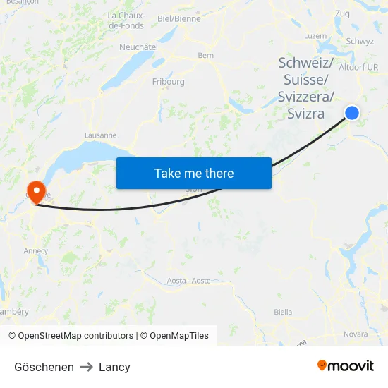 Göschenen to Lancy map