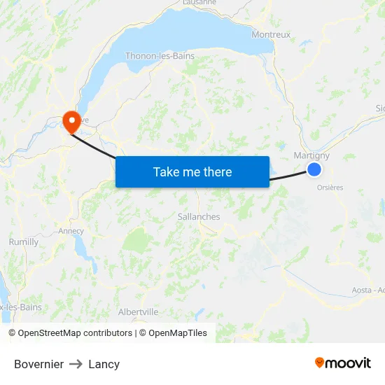 Bovernier to Lancy map