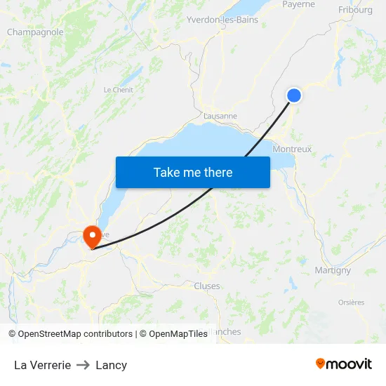 La Verrerie to Lancy map