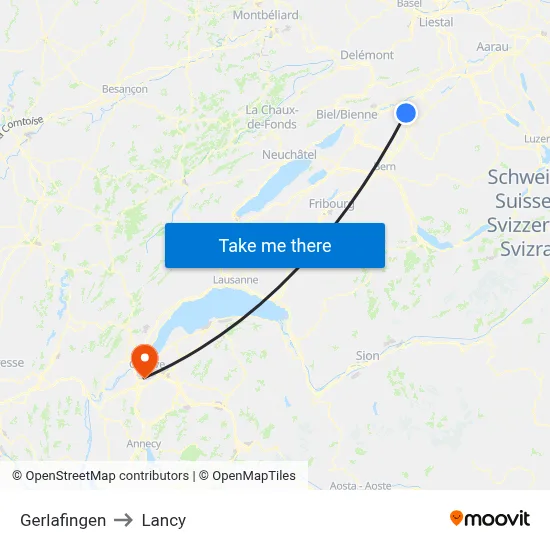 Gerlafingen to Lancy map
