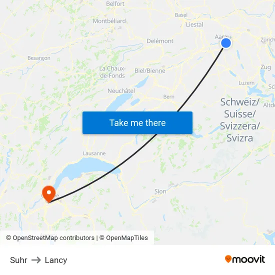 Suhr to Lancy map