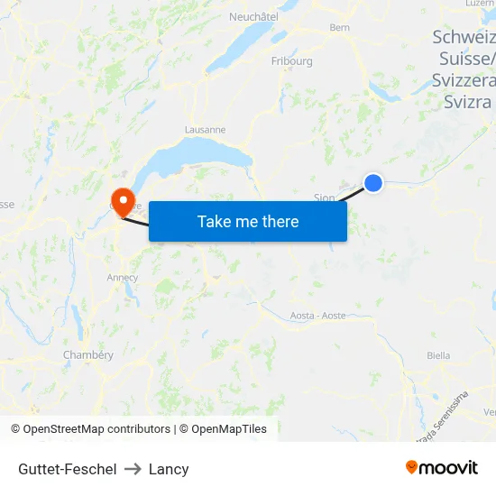 Guttet-Feschel to Lancy map