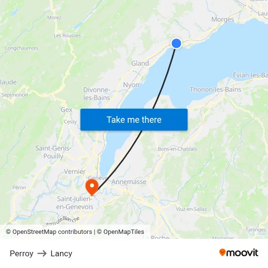 Perroy to Lancy map