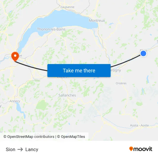 Sion to Lancy map
