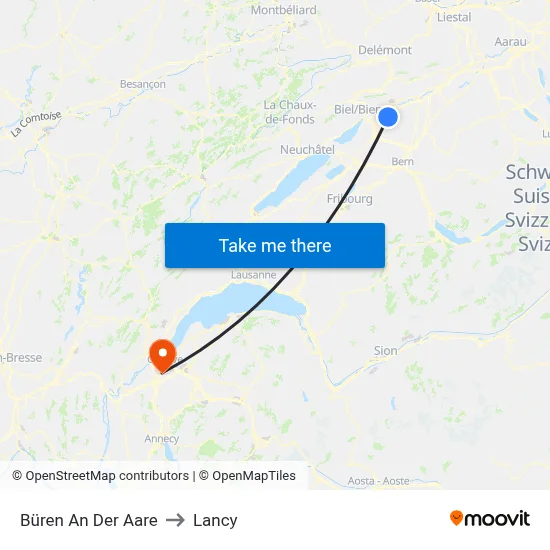 Büren An Der Aare to Lancy map