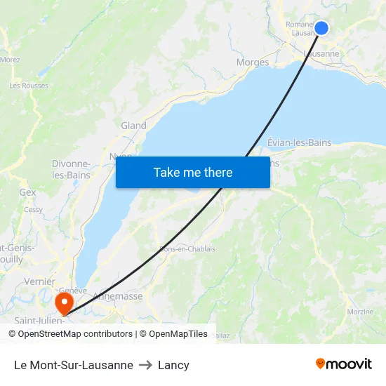 Le Mont-Sur-Lausanne to Lancy map