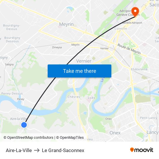 Aire-La-Ville to Le Grand-Saconnex map