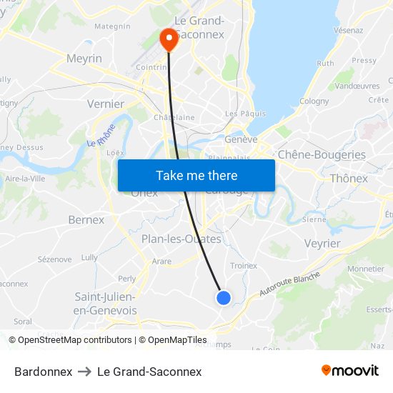 Bardonnex to Le Grand-Saconnex map