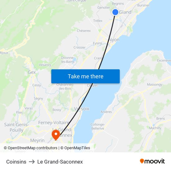 Coinsins to Le Grand-Saconnex map