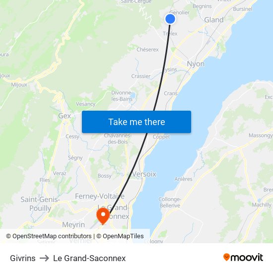 Givrins to Le Grand-Saconnex map