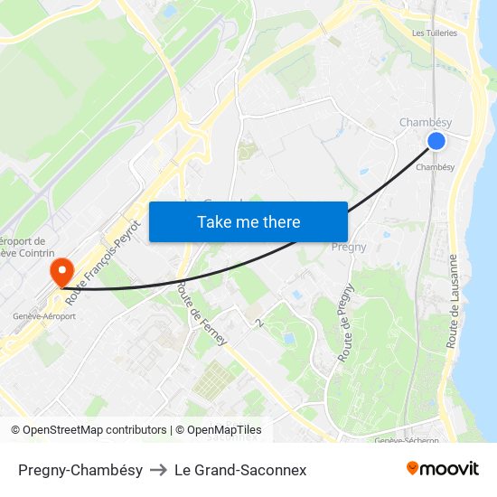 Pregny-Chambésy to Le Grand-Saconnex map