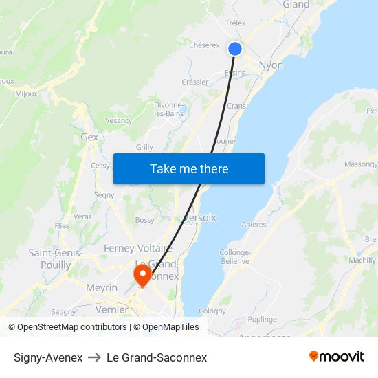 Signy-Avenex to Le Grand-Saconnex map