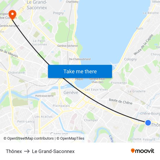 Thônex to Le Grand-Saconnex map