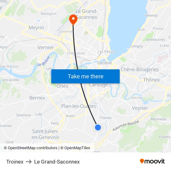 Troinex to Le Grand-Saconnex map