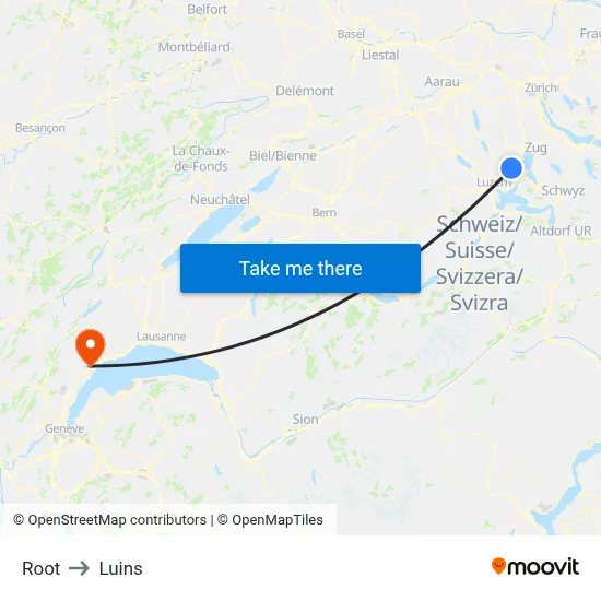 Root to Luins map