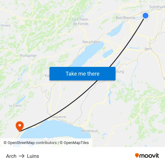 Arch to Luins map
