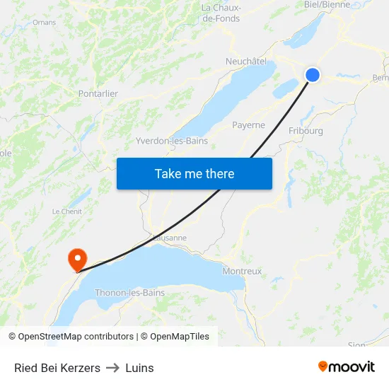 Ried Bei Kerzers to Luins map
