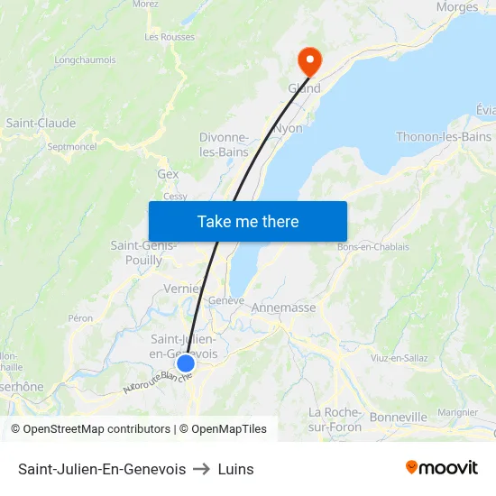 Saint-Julien-En-Genevois to Luins map